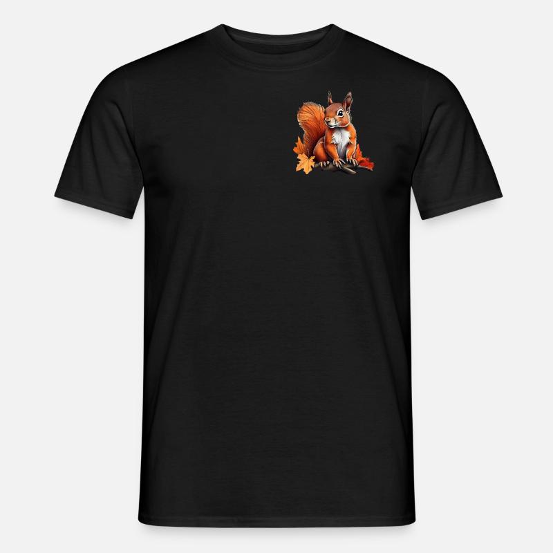 Eichhörnchen Herbst - Männer T-Shirt - Schwarz