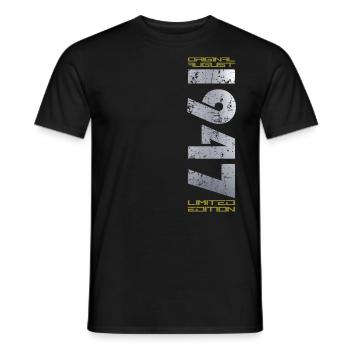 77th Birthday Original August 1947 Born 1947 - Men's T-Shirt - black - Front - AI Model Male 178 light (178cm)