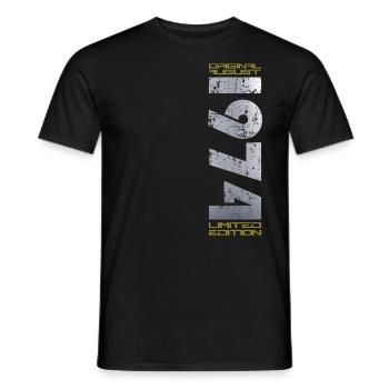 50e anniversaire Original août 1974 Né en 1974 - T-shirt homme - noir - Devant - AI Model Male 178 light (178cm)