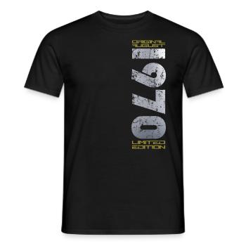 54e anniversaire Original août 1970 Né en 1970 - T-shirt homme - noir - Devant - AI Model Male 178 light (178cm)