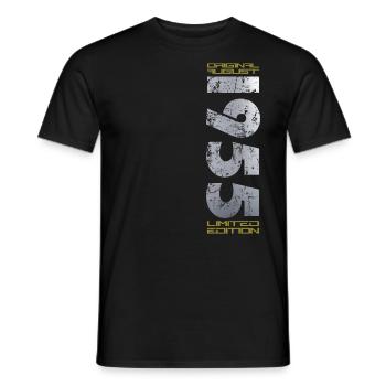 70e anniversaire Original août 1955 Né en 1955 - T-shirt homme - noir - Devant - AI Model Male 178 light (178cm)