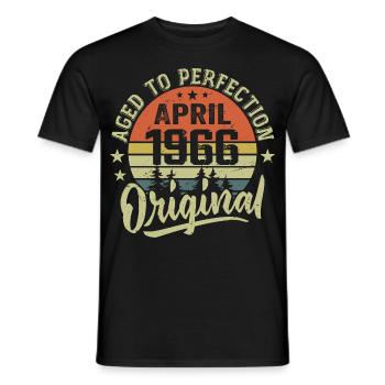 Anniversaire Avril 1966 - Idée Cadeau Avril 1966 - T-shirt homme - noir - Devant - AI Model Male 178 light (178cm)
