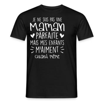pas une Maman parfaite, citation maman enfant - T-shirt homme - noir - Devant - AI Model Male 178 light (178cm)