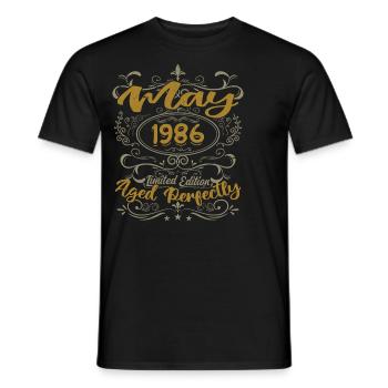Geboren im Mai 1986 Geburtstag Mai 1986 Geburtstag Mai 1986 - Männer T-Shirt - Schwarz - Vorne - AI Model Male 178 light (178cm)