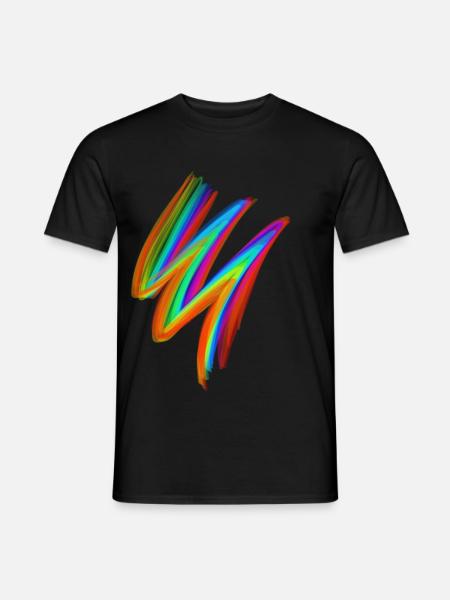 Neon Rainbow Brushstroke – Festival Streetwear - Männer T-Shirt - Schwarz