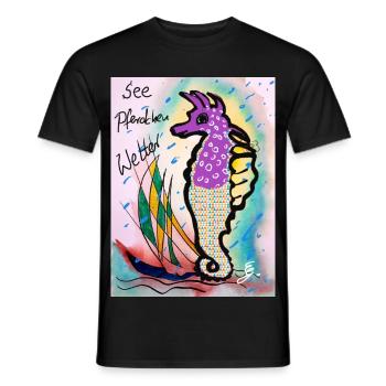 EG Seepferdchen I Tier I Meer I Urlaub i Geschenk - Männer T-Shirt - Schwarz - Vorne - AI Model Male 178 light (178cm)