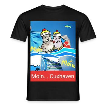 EG Cuxhaven I Stadt I Foto Zeichnung Gerecke - Männer T-Shirt - Schwarz - Vorne - AI Model Male 178 light (178cm)