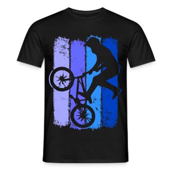 Bmx Retro | Bmx Fahrrad Fahrer Blau | Bmx Bike - Männer T-Shirt - Schwarz - Vorne - AI Model Male 178 light (178cm)