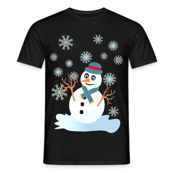snowman and snowflakes cool christmas - Men's T-Shirt - black - Front - AI Model Male 178 light (178cm)