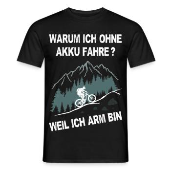 E-Bike, Mountainbike, bergauf, radfahren, Berge - Männer T-Shirt - Schwarz - Vorne - AI Model Male 178 light (178cm)