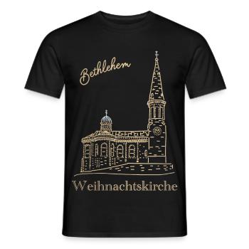 Weihnachtskirche Bethlehem Handzeichnung - Männer T-Shirt - Schwarz - Vorne - AI Model Male 178 light (178cm)