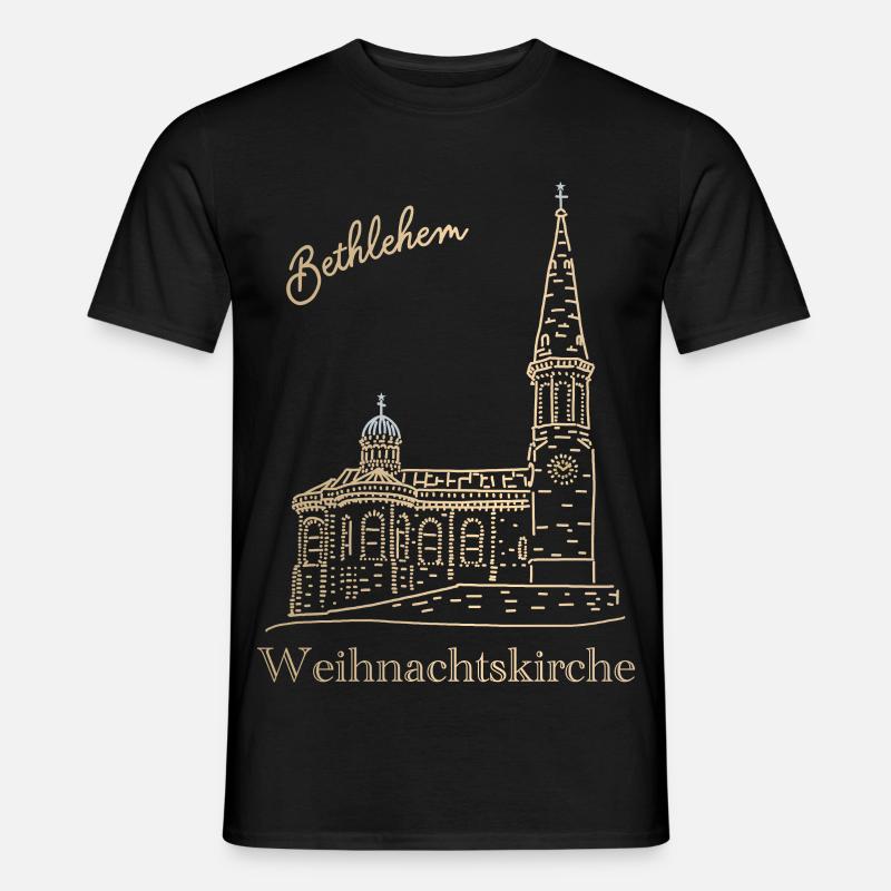 Weihnachtskirche Bethlehem Handzeichnung - Männer T-Shirt - Schwarz
