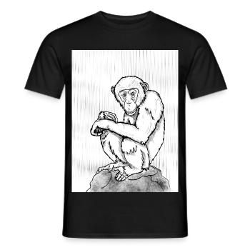 Nachdenklicher Schimpanse - Männer T-Shirt - Schwarz - Vorne - AI Model Male 178 light (178cm)