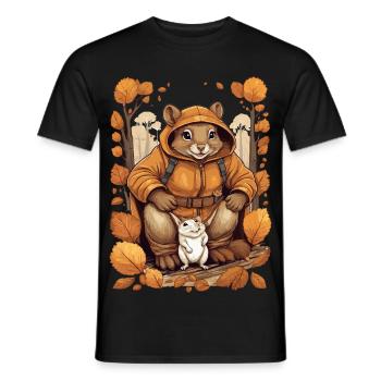 Süßes Eichhörnchen mit Maus - Männer T-Shirt - Schwarz - Vorne - AI Model Male 178 light (178cm)