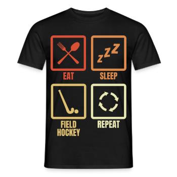 Eat Sleep Field Hockey Replay - Men's T-Shirt - black - Front - AI Model Male 178 light (178cm)