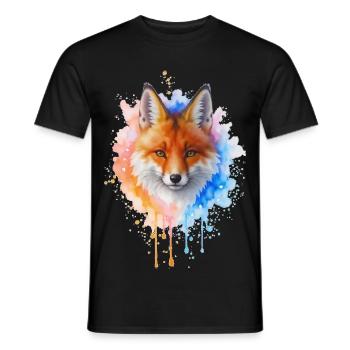 Aquarell Fuchs - Männer T-Shirt - Schwarz - Vorne - AI Model Male 178 light (178cm)