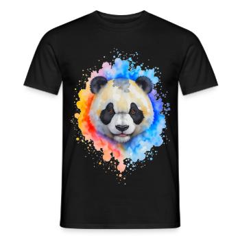 Wasserfarben Panda Splash - Männer T-Shirt - Schwarz - Vorne - AI Model Male 178 light (178cm)
