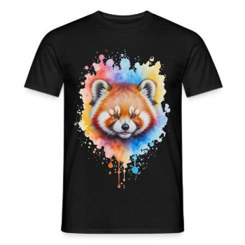 Éclaboussure aquarelle de panda rouge - T-shirt homme - noir - Devant - AI Model Male 178 light (178cm)