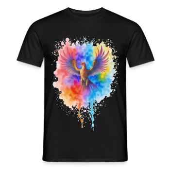 Phénix aquarelle précipité - T-shirt homme - noir - Devant - AI Model Male 178 light (178cm)