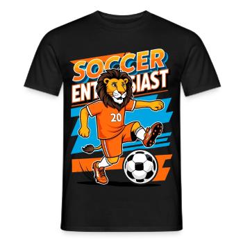 Lion Soccer Player - Men's T-Shirt - black - Front - AI Model Male 178 light (178cm)