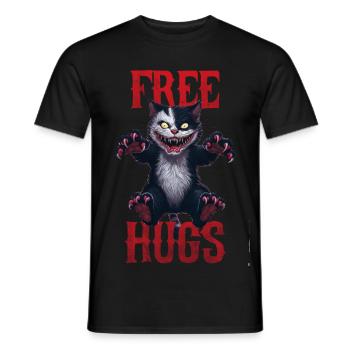 Lustige Umarmungen kostenlos Horror Dark Cat Humor - Männer T-Shirt - Schwarz - Vorne - AI Model Male 178 light (178cm)