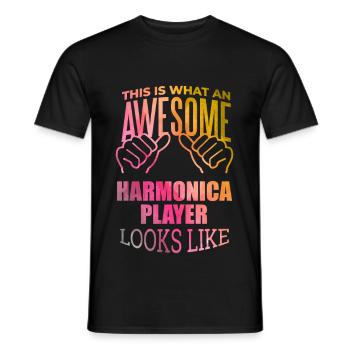 Harmonica - Men's T-Shirt - black - Front - AI Model Male 178 light (178cm)