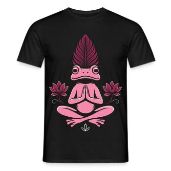 Yoga Frog - Meditating Frog with Lotus - Men's T-Shirt - black - Front - AI Model Male 178 light (178cm)