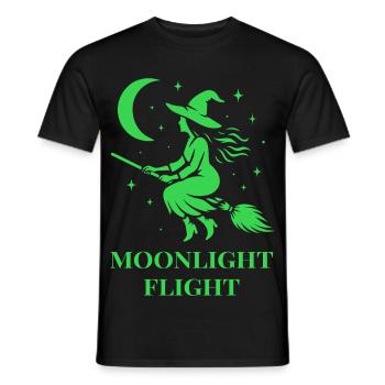 Hexe fliegt bei Mondlicht durch die Nacht - Männer T-Shirt - Schwarz - Vorne - AI Model Male 178 light (178cm)