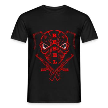 « REBEL EYES - Fearless Expression » rouge - T-shirt homme - noir - Devant - AI Model Male 178 light (178cm)