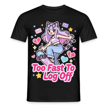 😻 Chaton élégant - Trop vite pour se déconnecter - - T-shirt homme - noir - Devant - AI Model Male 178 light (178cm)
