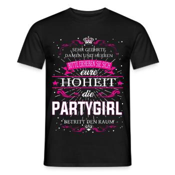 Eure Hoheit die Partygirl betritt den Raum - Männer T-Shirt - Schwarz - Vorne - AI Model Male 178 light (178cm)