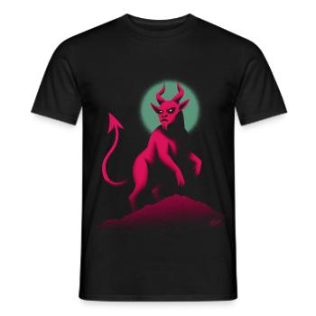 Retro Dämon auf Lavafelsen - Männer T-Shirt - Schwarz - Vorne - AI Model Male 178 light (178cm)