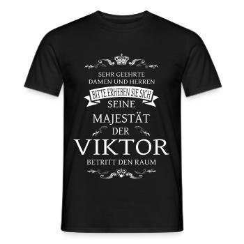 His Majesty the Viktor enters the room - Men's T-Shirt - black - Front - AI Model Male 178 light (178cm)
