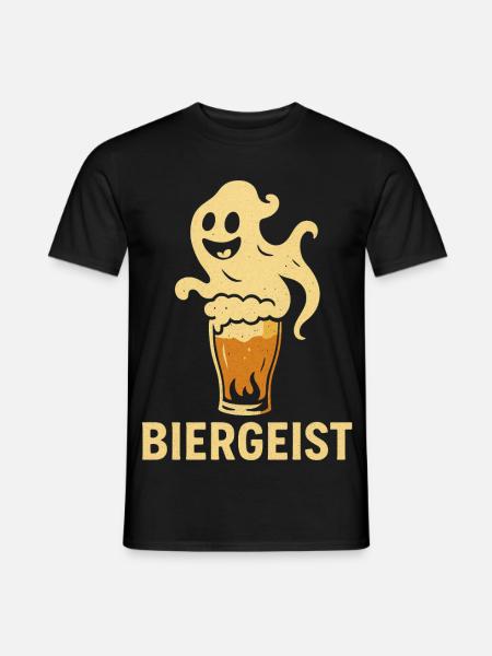 Biergeist lustiger Spruch - Happy Halloween - Männer T-Shirt - Schwarz