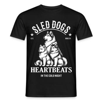 Schlittenhund Design – Heartbeats in Cold Night - Männer T-Shirt - Schwarz - Vorne - AI Model Male 178 light (178cm)