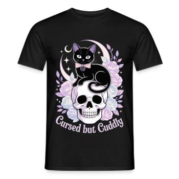 Verflucht und Kuschelig: Katzen-Schädel - Männer T-Shirt - Schwarz - Vorne - AI Model Male 178 light (178cm)