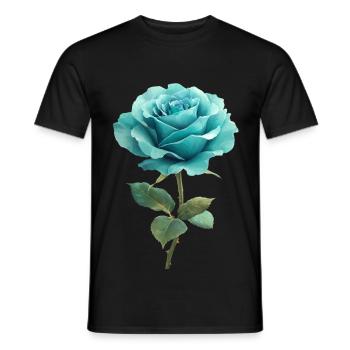 Türkis Blaue Rose - Männer T-Shirt - Schwarz - Vorne - AI Model Male 178 light (178cm)
