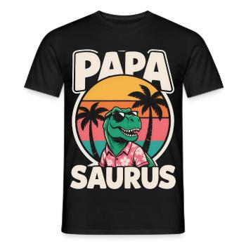 Papa Saurus Rex dinosaure Cadeau de fête des pères - T-shirt homme - noir - Devant - AI Model Male 178 light (178cm)