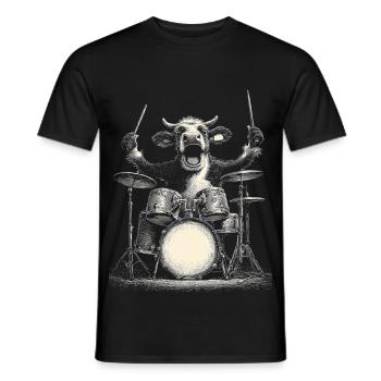 Vache alpine Tambours Tambour Montagnes Musique Drôle - T-shirt homme - noir - Devant - AI Model Male 178 light (178cm)