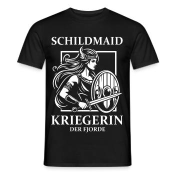 Shield Maiden Design – Warrior of the Fjords - Men's T-Shirt - black - Front - AI Model Male 178 light (178cm)