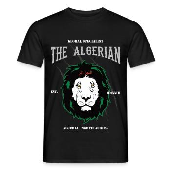 Le dessin du lion algérien – Proud Algeria - T-shirt homme - noir - Devant - AI Model Male 178 light (178cm)
