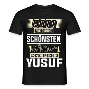 Yusuf the Most Beautiful Man Shaped by God Design - Men's T-Shirt - black - Front - AI Model Male 178 light (178cm)