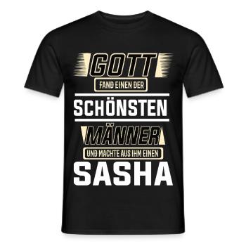 Sasha the Most Beautiful Man of God Shaped Design - Men's T-Shirt - black - Front - AI Model Male 178 light (178cm)