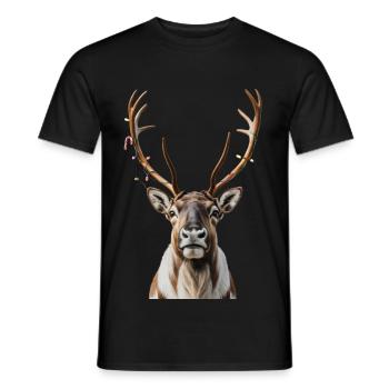 Hirsch Rudolph Frohe Weihnachten süß - Männer T-Shirt - Schwarz - Vorne - AI Model Male 178 light (178cm)