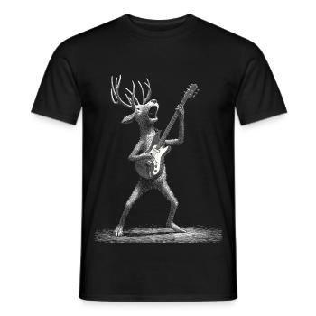 Renne Guitare électrique Rock Musique Cerf Bois - T-shirt homme - noir - Devant - AI Model Male 178 light (178cm)