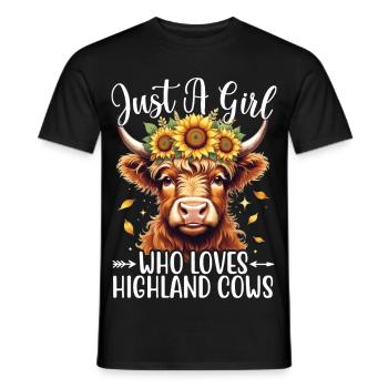 Mädchen schottische Highland-Kühe Sonnenblumen - Männer T-Shirt - Schwarz - Vorne - AI Model Male 178 light (178cm)
