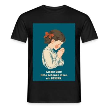 Petit enfant priant un désir de cerveau - T-shirt homme - noir - Devant - AI Model Male 178 light (178cm)