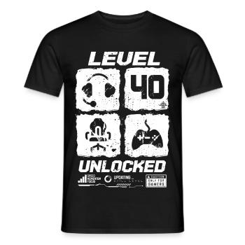40 Birthday Gamer Level 40 unlocked - Men's T-Shirt - black - Front - AI Model Male 178 light (178cm)