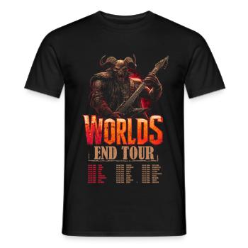 Doomsday Tour - Demon with Guitar - Men's T-Shirt - black - Front - AI Model Male 178 light (178cm)