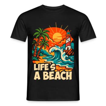 Life's a Beach Tropical Beach Illustration - Männer T-Shirt - Schwarz - Vorne - AI Model Male 178 light (178cm)